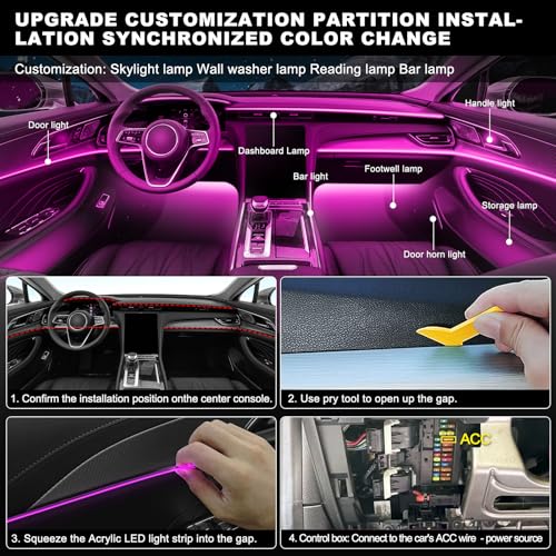 RGB Acrylic Interior Car LED Strip Light with Wireless APP (RGB Color 6 in 1)
