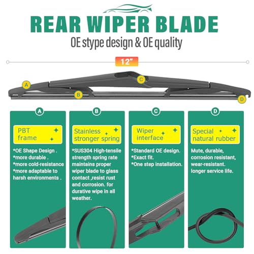 Windshield Wiper Blades Replacement for Ford Fiesta 2009 (26"/15"/12")