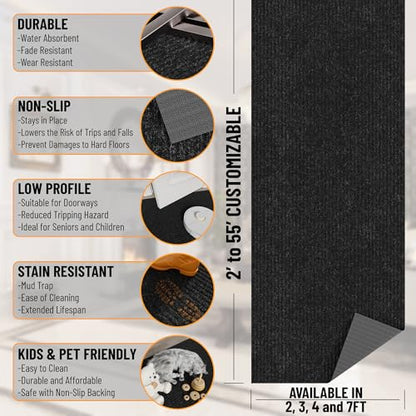Waterproof Runner Rug 2’x6 (Black / 2' x 6' (Runner))
