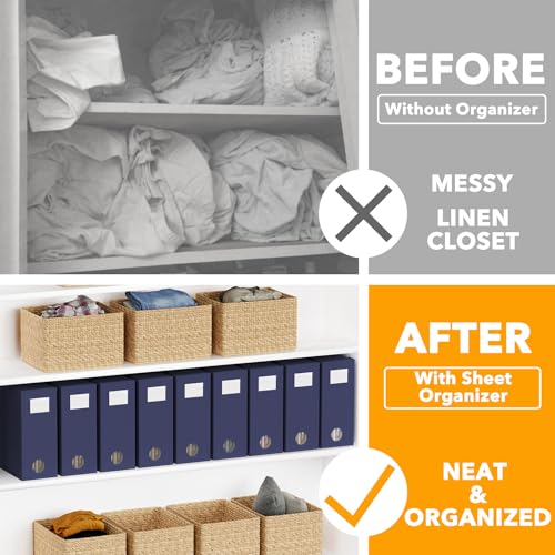 9 Pack Bed Sheet Organizers and Storage (9 pack / Navy Blue)