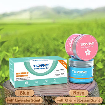 2Pack Cleaning Gel Car Putty Slime for Detailing Putty Detail Tools Car Interior Cleaner Automotive Cleaning Kits Keyboard Cleaner Blue Rose (Blue+Rose Red)