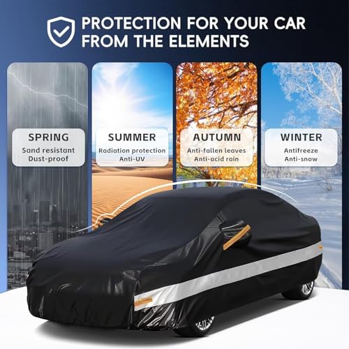 10 Layers Car Cover Custom Fit for BMW 3 Series 320i 328i 330i 335i M340i (Black Gray / Custom Fit for BMW 3 Series)