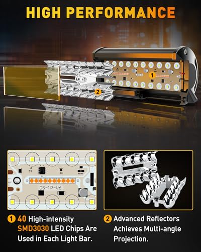 7 Inch LED Light Bar (White&Amber 6 Modes)