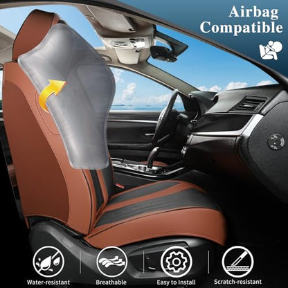 Car Seat Covers Full Set (Brown-Black / Front Pair)