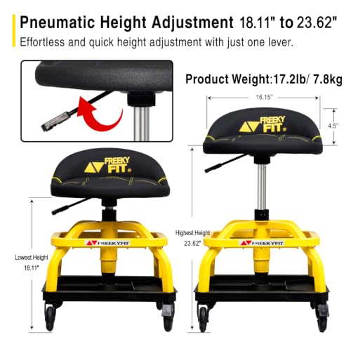 Rolling Shop Stool with Wheels (Yellow)