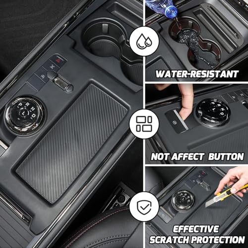 for 2022 2023 2024 2025 Ford Fusion Car Gear Shift Panel Trim Cover Silicone Center Console Waterproof Coaster Black Wireless Charging Protective Pad Automotive Interior Accessories (for Ford Fusion 2022 2023 2024 2025)