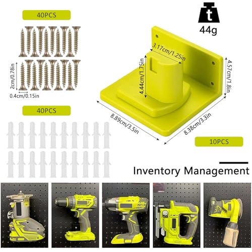 10 Pack Tool Holder Compatible with Ryobi 18V Wall Mount Plastic (10 Pack)