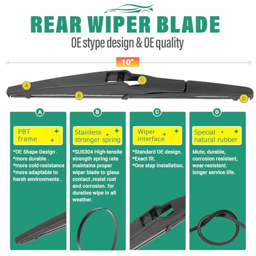 Windshield Wiper Blades Replacement for Toyota RAV4 2013 (26" 16" 10")