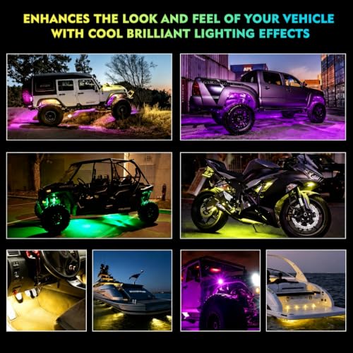 Bluetooth Rock Lights Multicolor Neon Accent Lights Underglow Kits (6 Pods / Standard Housing)