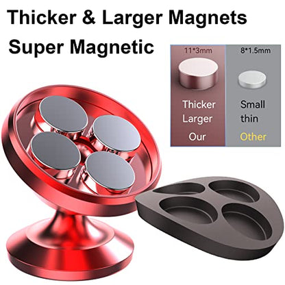 2 Pack】Magnetic Phone Holder for Car Dash Strong Magnetic Car Phone Mount (Red)