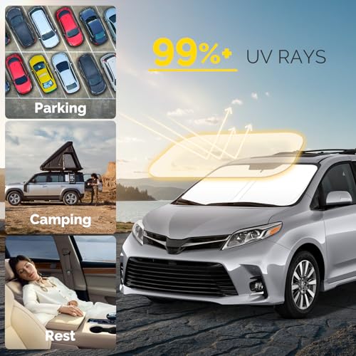 Car Windshield Sun Shade Compatible with 2011 (For 2011-2020 Toyota Sienna)