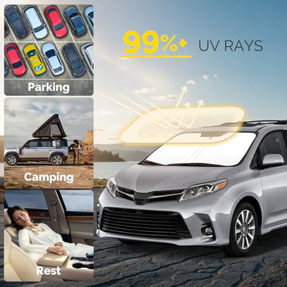 Car Windshield Sun Shade Compatible with 2011 (For 2011-2020 Toyota Sienna)