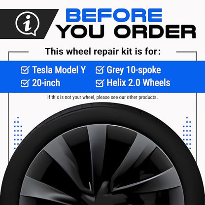 Premium Tesla Wheel Curb Rash Repair Kit for Model Y 20 (Tesla Model Y / 20" Gunmetal Grey Helix 2.0)