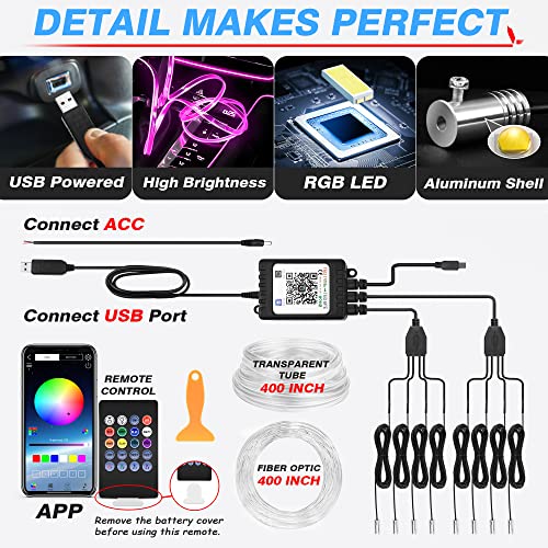 8 in 1 RGB Interior Car LED Strip Lights (8)