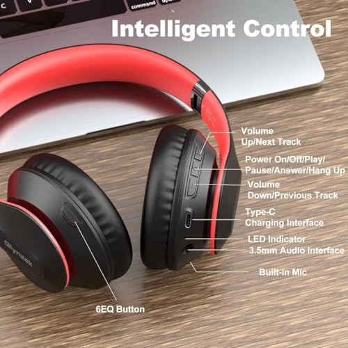 Wireless Bluetooth Headphones Over Ear V6.0 HiFi Stereo with Mic (Black)