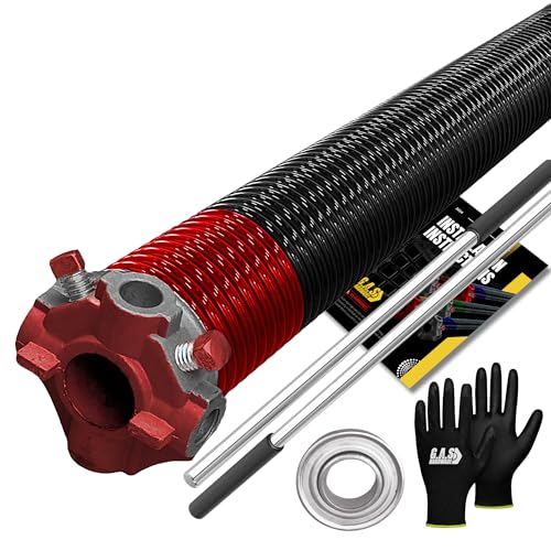 Garage Door Torsion Spring 225x2x27 Torsion Springs for Left Side of Garage Door with 1" Steel Bearing (225x2x27 / Red Cone (Left Side))
