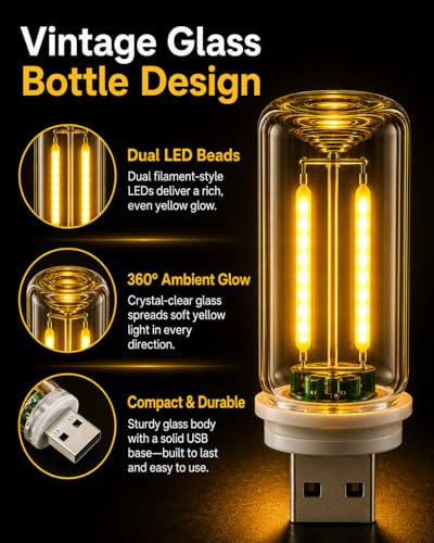 6 Pack USB Car Night Light (Yellow)