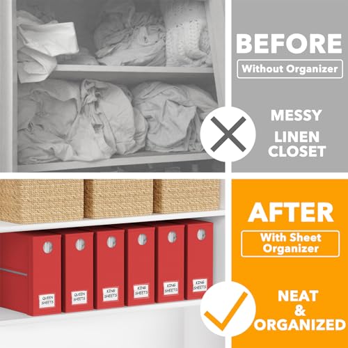 6 Pack Bed Sheet Organizers and Storage (6 Pack / Red)