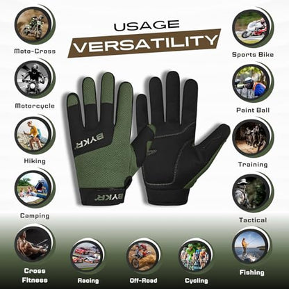 All Weather Motorcycle Gloves for Men & Women (Military Green / Small)