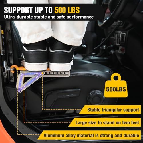 Car Door Step Universal Aluminum Latch Step for Car Roof Access Portable Folding Car Door Latch Hook Step Multi (Yellow)