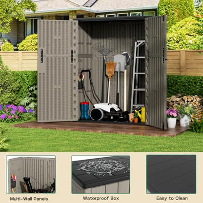 Outdoor Vertical Storage Shed (Brown / 57 Cu.ft)
