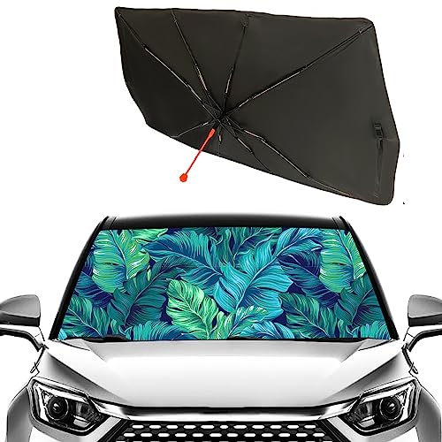 Tropical Car Sun Shade Windshield Umbrella Palm Leaf Sunshade (57X31 Inch / Color-LEAF11)