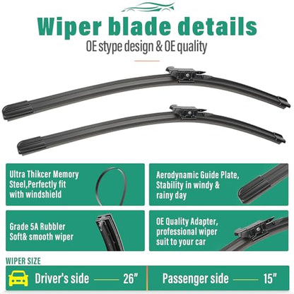 Windshield Wiper Blades Replacement for Chevy Sonic 2012 (26" 15" 11")