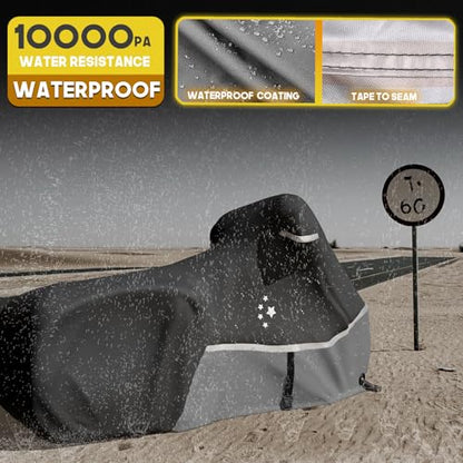 Motorcycle Cover 420D Heavy Duty All Season Universal Weather Waterproof Outdoor Protection 86" XL Vehicle Cover (Gray / 86" - XL)