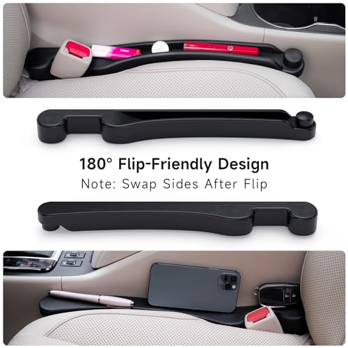 Car Seat Gap Filler Organizer 2Pack Soft Foam 3IN1 Multifunctional (Black / Most Cars – Standard)