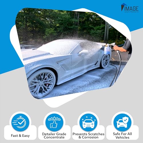Image Wash (1-Gallon Platinum Wash Car Soap Concentrated pH-Neutral Foam Soap for Foam Cannon & Bucket wipe Safe for Wax Ceramic Coatings High Lubricity Biodegradable Formula with Bubble Gum Scent (128 Fl Oz (Pack of 1))