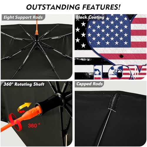 American Flag Heart Car Windshield Sun Shade Umbrella Car Windshield Foldable Car Umbrella Sun Shade Cover Car Visor Car Umbrella for SUV Truck Cars Sunshade (One Size / American Flag Heart)