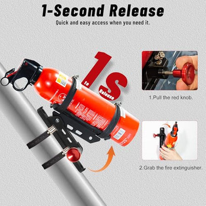 Quick Release Fire Extinguisher Mount with 8 Clamps for Tractor 2PCS (Pack of 2)