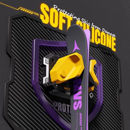 Ski & Snowboard Wall Rack for Garage Wall Fits Any Ski (Lemon Yellow / 4 Pack)
