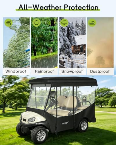 Golf Cart Enclosure 4 Passenger for Club Car Tempo Onward 88" Roof (Fit for Tempo Onward 4 Passenger Extended Roof / Black)