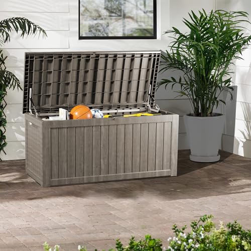 200 Gallon Lockable Resin Deck Box (Gray / 200 gallons)