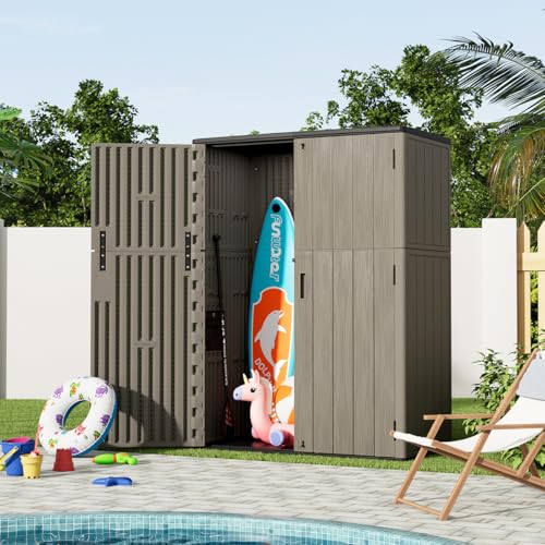 Outdoor Vertical Storage Shed (Brown / 57 Cu.ft)