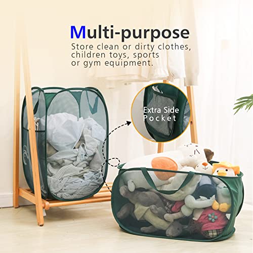 Sturdy Mesh Laundry Hamper Basket Bag (Grey / Pop Vertical)