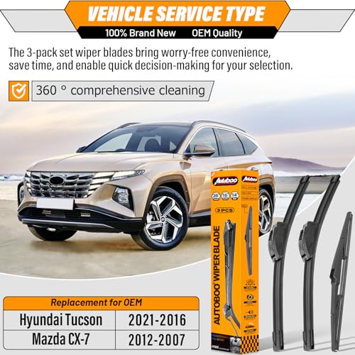 Windshield Wiper Blade Replacement for Hyundai Tucson 2016 (26"+16"+14)