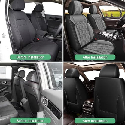 Front Waterproof Leather Seat Covers for Infiniti Q50 2014 (#067 Black&Gray / 44.Q50-2 Front Seat Covers Only)