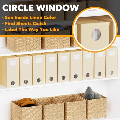 9 Pack Bed Sheet Organizers and Storage (9 pcs / Beige)