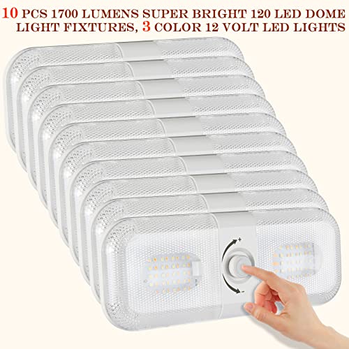 10 Pcs RV LED Dome Lights 1700LM