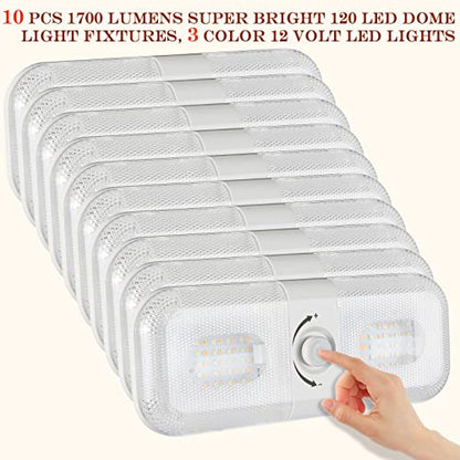 10 Pcs RV LED Dome Lights 1700LM