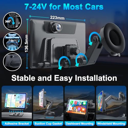 Wireless Portable 9'' Carplay Screen with 4K Dash Cam (9-Inch)