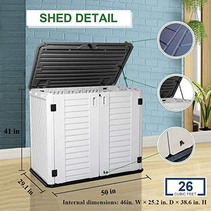 Outdoor Storage Shed (35 Cu.ft Off White Shed-04D)