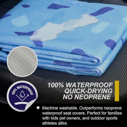 Back Seat Cover for Car Trucks Van SUV Jeep (Rear Bench Seat Towel / Blue Marbling)