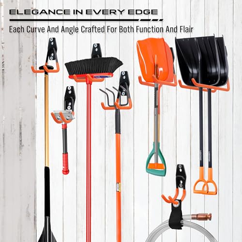 15 Piece Garage Wall Hooks with 3 Extension Straps (15-Pack Hooks + 3 Straps（orange）)