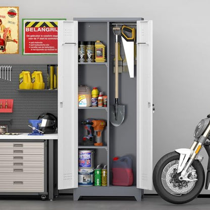 65'' Garage Storage Cabinet (Gray&white / 65"H Broom Cabinet)