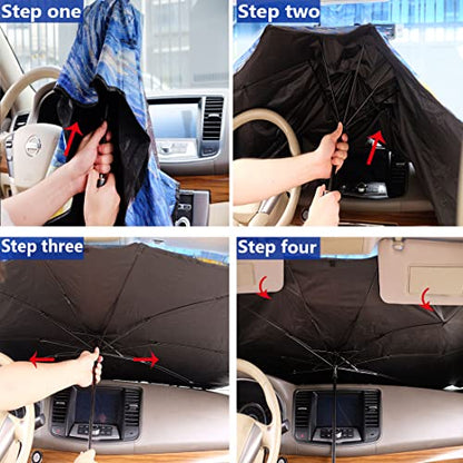 Windshield Sun Shade Umbrella for Car Front Window Sun Visor for Windshield Car Summer Accessories Protect Interior from UV Rays & Heat for Sedan (Palm Tree)