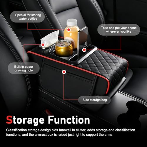 Car Center Console Cover (1 PC / Black & Red)