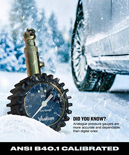 Tire Pressure Gauge for Cars (0-60 PSI / Black Tire Gauge w/o‌ Tube)